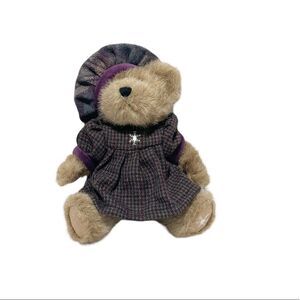 Boyds Bear Christine P. Plumbeary Vintage Purple Plaid Dress #918355